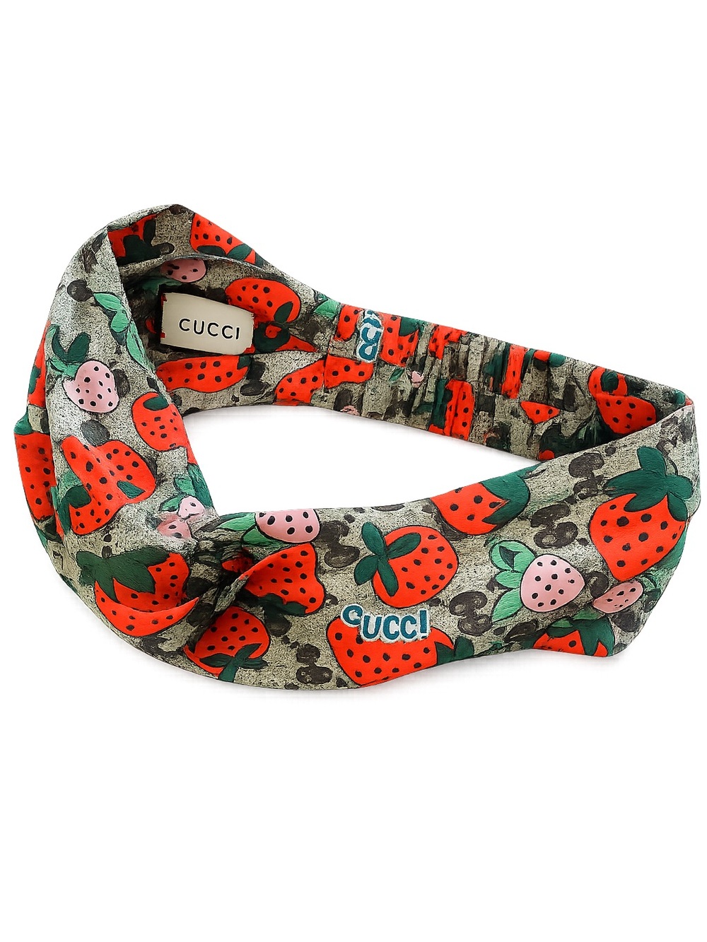 Gucci Strawberry Print Red Green Pink Twisted Headband Authentic